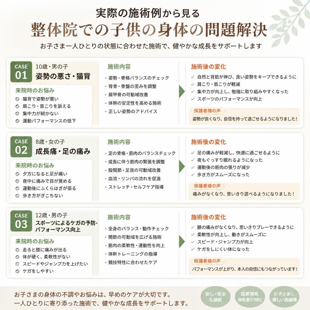 症例紹介：子供の痛みとその改善例