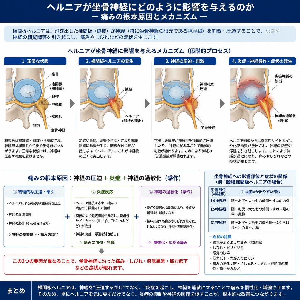 5. ヘルニアと坐骨神経圧迫の関係