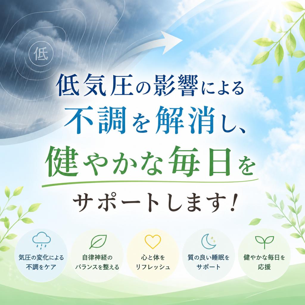 低気圧の影響による不調を解消し、健やかな毎日をサポートします！