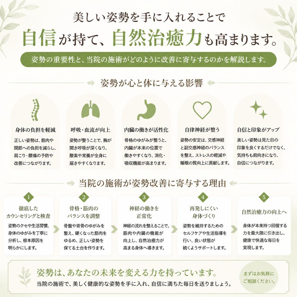姿勢矯正と自然治癒力の促進
