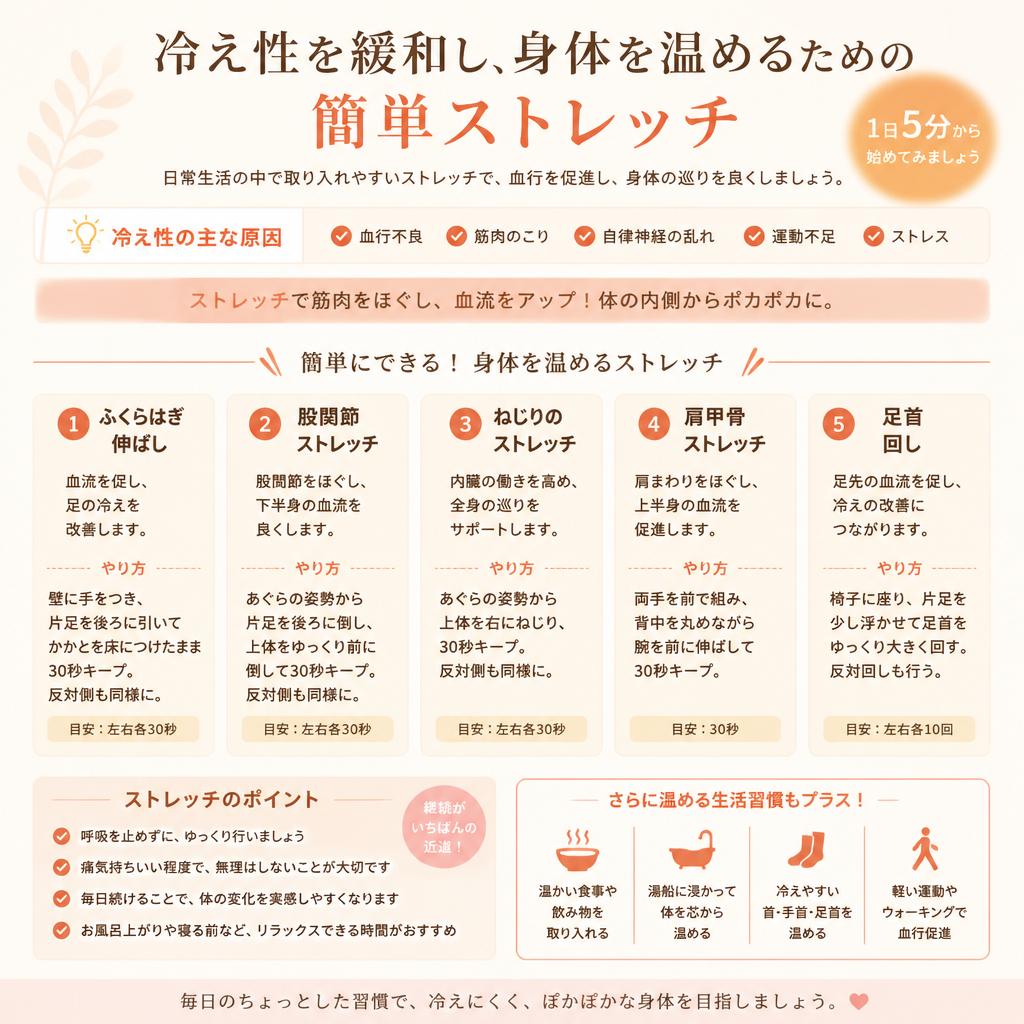 簡単ストレッチで体を温める!